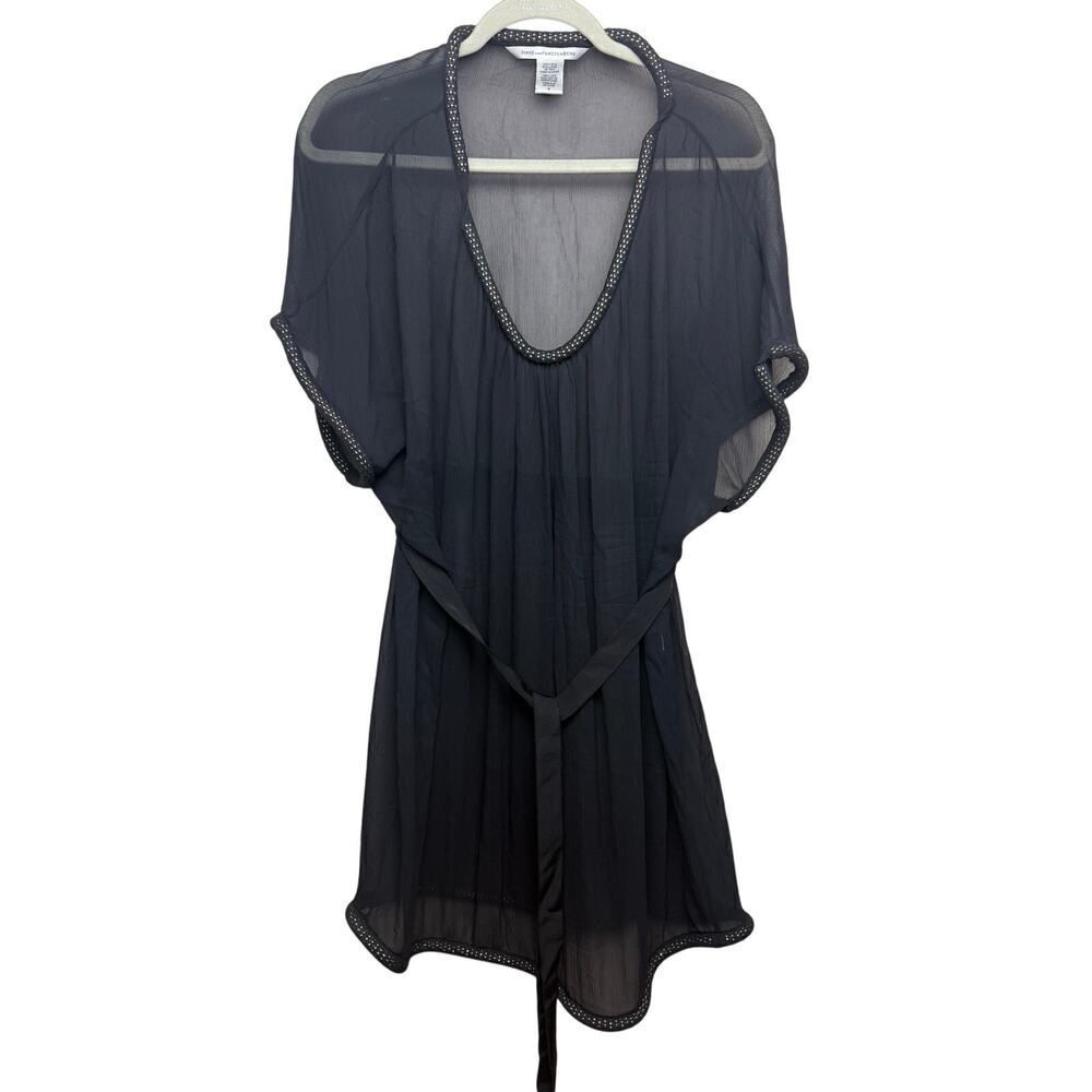 Diane Von Furstenberg Black Silk Chiffon Sol Dress Sz. 4